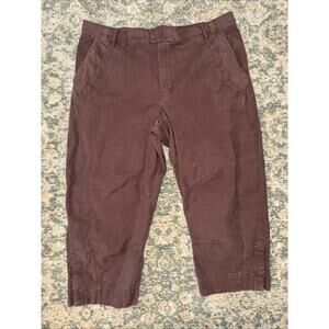 Anthropologie Brown Chino Straight Leg Crops‎ Size XL High Rise Cotton Blend